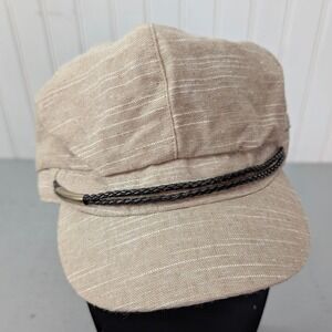 D&Y Newsboy Cap Unisex Tan Linen Cotton Blend Baker‎ Boy Hat Elastic Back OSFM
